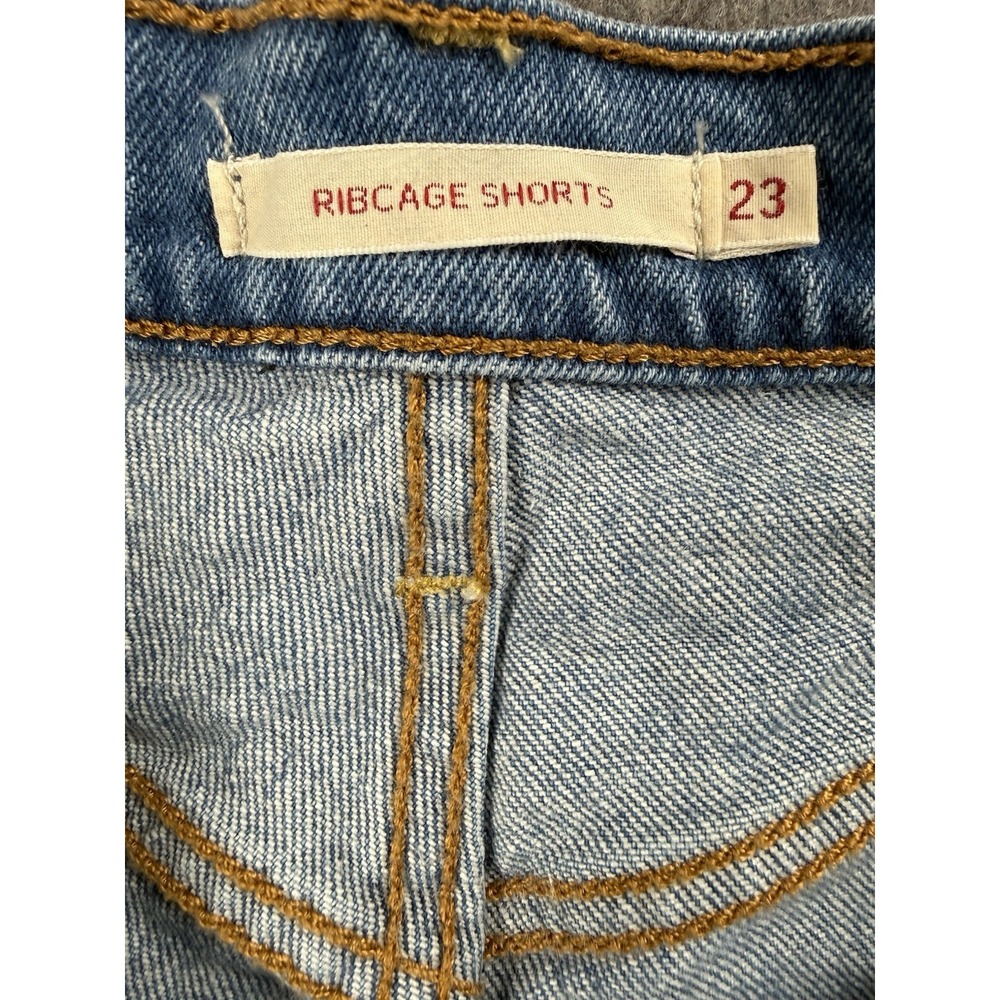 Levi's Ribcage Denim Jean Shorts High Rise Button Fly Cut Off Womens 23 - Picture 5 of 8